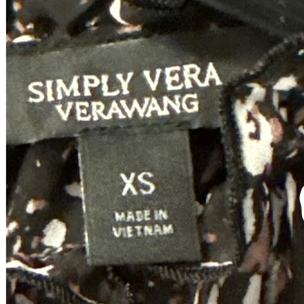 Simply Vera Vera Wang Dress XS Black‎ Sleeveless Ruffle Neck Abstract Print